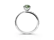 Solitaire Engagement Ring Setting for Fancy Green Pear-Shaped Center with Micro Pave Band and Prong Head in White Gold