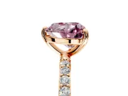 Solitaire Engagement Ring Setting for Fancy Pink Heart-Shaped Center with Pave Accents and Prong Head in Rose Gold