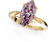 Solitaire Engagement Ring Setting for Fancy Pink Marquise Center with Reverse Tapered Band and Prong Head in Yellow Gold