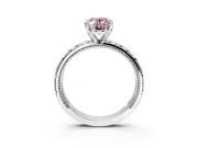 Solitaire Engagement Ring Setting for Fancy Pink Oval Center with XO Engraved Band and Prong Head in Platinum