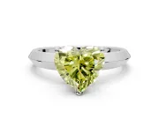 Solitaire Engagement Ring Setting for Fancy Yellow Heart-Shaped Center with Wide Knife Ridge Band and Prong Head in Sterling Silver