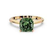 Solitaire Engagement Ring Setting for Fancy Green Cushion Cut Center with Knife Ridge Band and Claw Prong Head in Yellow Gold