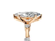 Solitaire Engagement Ring Setting for Marquise Center with Bezel Station Band and Prong Head in Rose Gold