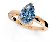 Solitaire Engagement Ring Setting for Fancy Blue Pear-Shaped Center with Plain Band and Flat Tab Prong Head in Rose Gold