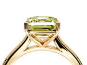 Solitaire Engagement Ring Setting for Fancy Yellow Asscher Cut Center with Narrow Cathedral Band and Prong Head in Yellow Gold