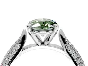 Solitaire Engagement Ring Setting for Fancy Green Oval Center with Multi-Row Accents and Prong Head in Platinum