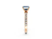 Open Basket Engagement Ring Setting for Fancy Blue Asscher Cut Center with Pave Band and Prong Head in Rose Gold