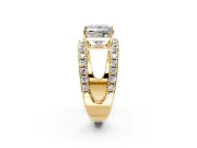 Solitaire Engagement Ring Setting for Princess Cut Center with Wide-Open Split Shank and Prong Head in Yellow Gold