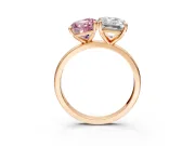 Fancy Pink Cushion Cut and Emerald Cut Lab-Grown Diamond Toi et Moi Engagement Ring with Prong-Set Stones in Rose Gold