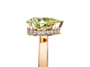 Hidden Halo Engagement Ring Setting for Fancy Yellow Pear-Shaped Center with Wide Flat Plain Band and Prong Head in Rose Gold