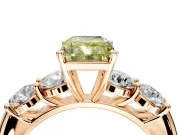 5 Stone Engagement Ring Setting for Fancy Yellow Radiant Cut Center with Graduated Accents and Prong Head in Rose Gold