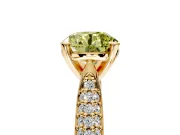 Solitaire Engagement Ring Setting for Fancy Yellow Round Cut Center with Multi-Row Accents and Prong Head in Yellow Gold