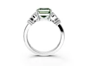 Floral Engagement Ring Setting for Fancy Green Princess Cut Center with Marquise Cluster Shoulders and Prong Head in Sterling Silver