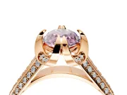 Solitaire Engagement Ring Setting for Fancy Pink Marquise Center with Accented Split Shank and Prong Head in Rose Gold