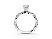 Solitaire Engagement Ring Setting for Pear-Shaped Center with Marquise Panel Band and Prong Head in Sterling Silver