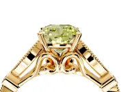 Solitaire Engagement Ring Setting for Fancy Yellow Cushion Cut Center with Marquise and Bezel Accents and Prong Head in Yellow Gold