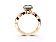 Solitaire Engagement Ring Setting for Fancy Green Asscher Cut Center with Half-Pave Crossover Band and Prong Head in Rose Gold