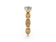 Solitaire Engagement Ring Setting for Round Cut Center with Marquise Panel Band and Prong Head in Yellow Gold