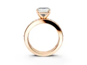 Solitaire Engagement Ring Setting for Asscher Cut Center with Channel-Set Accents and Prong Head in Rose Gold