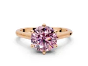 Solitaire Engagement Ring Setting for Fancy Pink Round Cut Center with Cathedral Band and Prong Head in Rose Gold