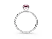Solitaire Engagement Ring Setting for Fancy Pink Emerald Cut Center with Plain Twisted Rope Band and Prong Head in Platinum