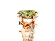 Solitaire Engagement Ring Setting for Fancy Yellow Oval Center with Pave and Plain Crossover Band and Prong Head in Rose Gold