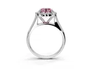 Halo Engagement Ring Setting for Fancy Pink Round Cut Center with Square Band and Prong Head in Platinum