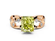 Solitaire Engagement Ring Setting for Fancy Yellow Radiant Cut Center with Criss-Cross Accent Band and Prong Head in Rose Gold