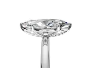 Low-Set Solitaire Engagement Ring Setting for Marquise Center with Thin Plain Band and Prong Head in White Gold