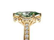 Floral Engagement Ring Setting for Fancy Green Marquise Center with Four Accent Clusters and Prong Head in Yellow Gold