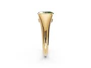 Tension Engagement Ring Setting for Fancy Green Oval Center with Wide Tapered Band and Tension Head in Yellow Gold
