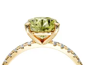 Solitaire Engagement Ring Setting for Fancy Yellow Round Cut Center with Fine Pave Narrow Band and Prong Head in Yellow Gold