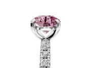 Solitaire Engagement Ring Setting for Fancy Pink Round Cut Center with Shared-Prong Accents and Prong Head in Sterling Silver