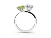 Fancy Yellow Heart-Shaped and Emerald Cut Lab-Grown Diamond Toi et Moi Engagement Ring with Prong-Set Stones in White Gold