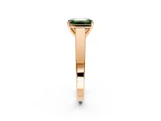 Solitaire Engagement Ring Setting for Fancy Green Emerald Cut Center with Tapered Split Shoulders and Prong Head in Rose Gold