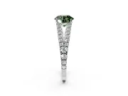 Solitaire Engagement Ring Setting for Fancy Green Round Cut Center with Pave Split Shank and Prong Head in Platinum