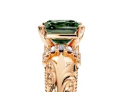Solitaire Engagement Ring Setting for Fancy Green Asscher Cut Center with Filigree Accent Basket and Prong Head in Rose Gold