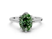 Solitaire Engagement Ring Setting for Fancy Green Oval Center with Cathedral Band and Prong Head in Sterling Silver