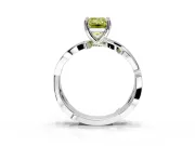 Solitaire Engagement Ring Setting for Fancy Yellow Emerald Cut Center with Pave and Plain Crossover Band and Prong Head in Platinum