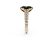 Solitaire Engagement Ring Setting for Fancy Black Marquise Center with Pave Cathedral Shoulders and Prong Head in Yellow Gold