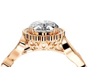 Halo Engagement Ring Setting for Oval Center with Leaf Motif Split Shank and Prong Head in Rose Gold