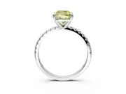 Solitaire Engagement Ring Setting for Fancy Yellow Cushion Cut Center with Fine Pave Narrow Band and Prong Head in Sterling Silver