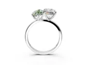Fancy Green Marquise and Emerald Cut Lab-Grown Diamond Toi et Moi Engagement Ring with Prong-Set Stones in Platinum