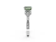 Solitaire Engagement Ring Setting for Fancy Green Asscher Cut Center with Marquise and Bezel Accents and Prong Head in Platinum