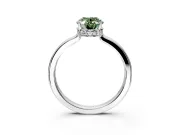 Hidden Halo Engagement Ring Setting for Fancy Green Oval Center with Wide Flat Plain Band and Prong Head in Platinum