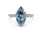 Solitaire Engagement Ring Setting for Fancy Blue Marquise Center with Fine Pave Accents and Prong Head in Yellow Gold