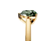 Solitaire Engagement Ring Setting for Fancy Green Heart-Shaped Center with Flat-Sided Plain Band and Prong Head in Yellow Gold