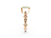 Milgrain Bezel Engagement Ring Setting for Fancy Yellow Asscher Cut Center with Marquise Stations and Bezel Head in Rose Gold