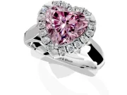 Halo Engagement Ring Setting for Fancy Pink Heart-Shaped Center with Square Band and Prong Head in White Gold