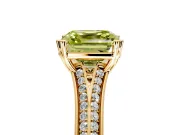 Solitaire Engagement Ring Setting for Fancy Yellow Asscher Cut Center with Pave Rail Split Shank and Prong Head in Yellow Gold